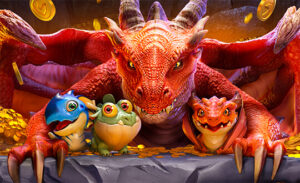 ภาพกราฟิกจากเกม Dragon Hatch ของ PG Slot แสดงมังกรและฟีเจอร์โบนัสที่น่าตื่นเต้น