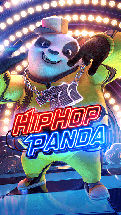 หน้าจอเกมสล็อต HIPHOP PANDA สล็อตเว็บตรง อันดับ 1 พร้อมตัวละครแพนด้าและวงล้อ